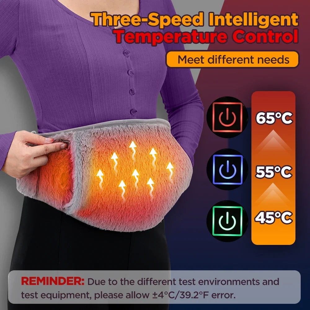 Hand Warmer, Uterus Warming Belt Electric Heated Waist Warmer 3 Levels Cold Protection for Extreme Winters